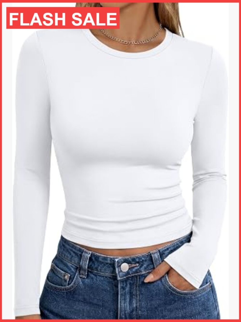 Long Sleeve Crop Tee for Women Slim Fit Basic Y2K Top